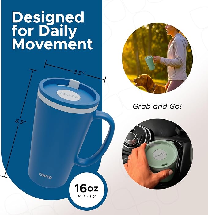 Copco Cone Cone Desk Mug 16 Oz - Blue & Green, Set of 2 - Image 2