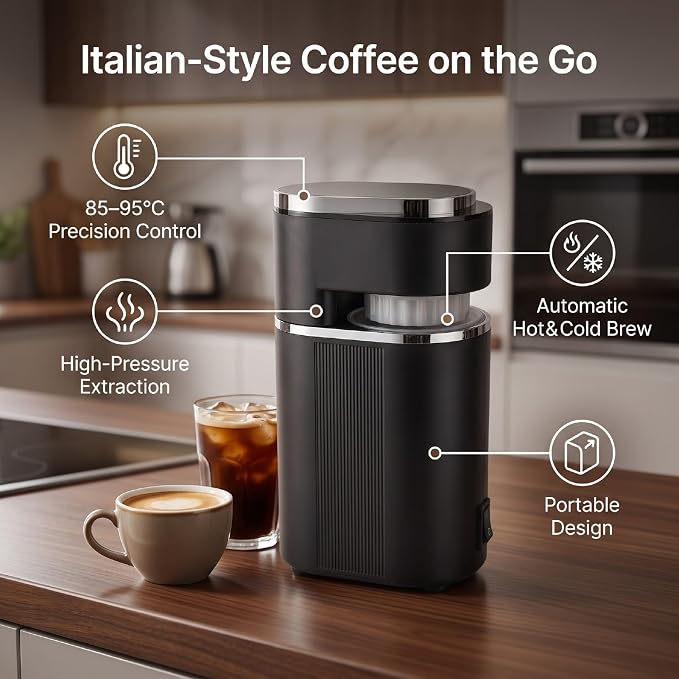 Yosoo Portable Coffee Machine, with High Pressure Brewing and LCD Digital Display (US Plug 110V) - Image 2