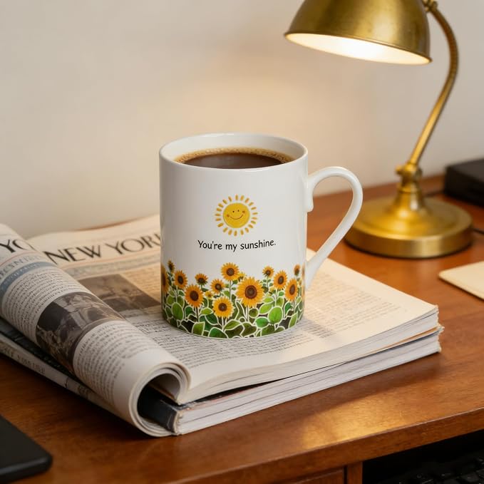 Lovfit Sunflower Color Changing 12oz Ceramic Coffee Mug | Heat Sensitive You are My Sunshine Cup, Sunflower Birthday Gift for Women Friends Family, Home Office Use - Image 6