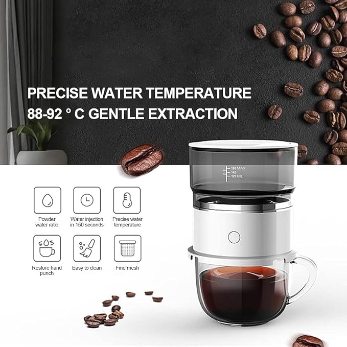 Portable Coffee Maker, Hand Pour Machine, Mini & Reusable for Home, Travel, Camping, Hiking, with Water Temperature Control, 2-Pack Hand-Pressed Design - Image 5