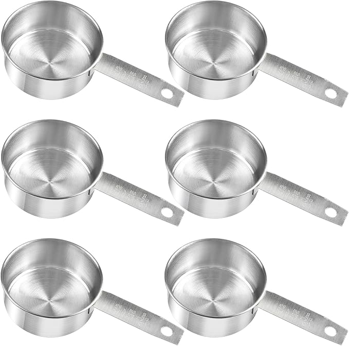 6Pcs Stainless Steel Measuring Cup, 1/2 Cup - 125ml Metal Measuring Cup, Comfortable Hand Feeling Measuring Scoops for Coffee Cooking Baking Kitchen