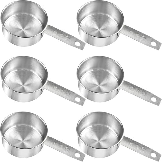 6Pcs Stainless Steel Measuring Cup, 1/2 Cup - 125ml Metal Measuring Cup, Comfortable Hand Feeling Measuring Scoops for Coffee Cooking Baking Kitchen
