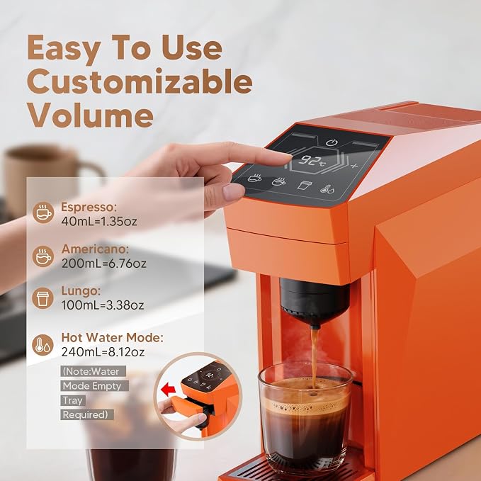 3-in-1 Coffee Maker & Espresso Machine for Pods & Grounds, Fits K Cup/Nes/Grounds, 4 Cup Sizes & Custom Brew Volume/Temp, 4.72" W for Kitchen/Office/Dorms,27 oz Tank - Image 3