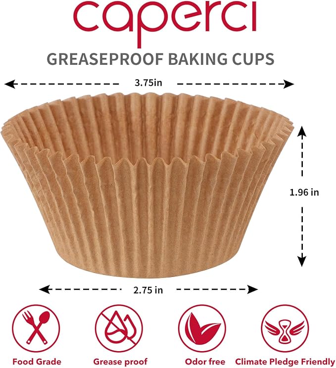 Caperci 150pcs Jumbo Muffin Liners for Baking - Natural Large Cupcake Liners, Unbleached Greaseproof Paper, Cupcake Wrappers for Party, Wedding, Birthday, Christmas - Image 6