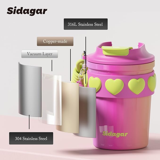 SDGA+ 12 oz Travel Coffee Mug Spill Proof Leak Proof, Stainless Steel Thermal Coffee Cup with Lid, Resuable Cup for Hot and Cold, Portable Tumbler for Women, Rainbow - Image 7