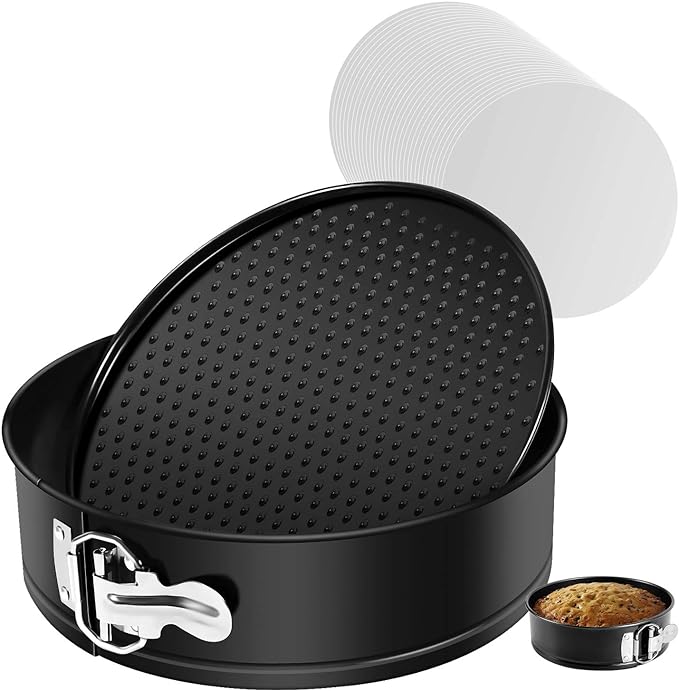 MASSUGAR 9 Inch Springform Pan Nonstick - Cheesecake Pan with Removable Bottom/Leakproof - Round Cake Pan with 50 Pcs Parchment Paper Liners - Fits 6 Qt 8 Qt Pressure Cooker by MASSUGAR