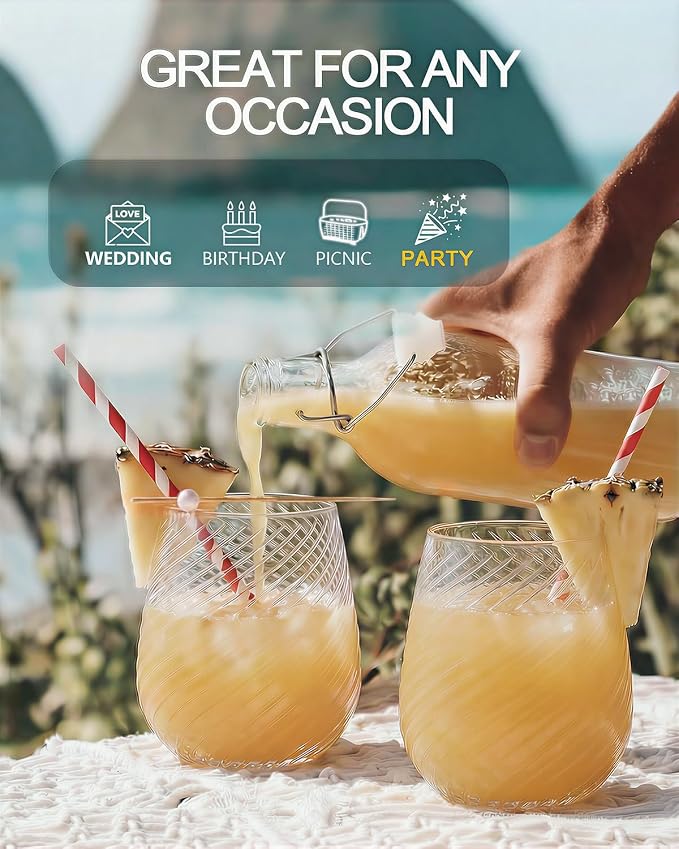 40 Pack Plastic Wine Glasses, 12 Oz Disposable Cocktail Whiskey Glasses | Spiral Stemless Champagne Margarita Glasses, Clear Unbreakable Reusable Plastic Cups for Party Wedding Birthday - Image 2