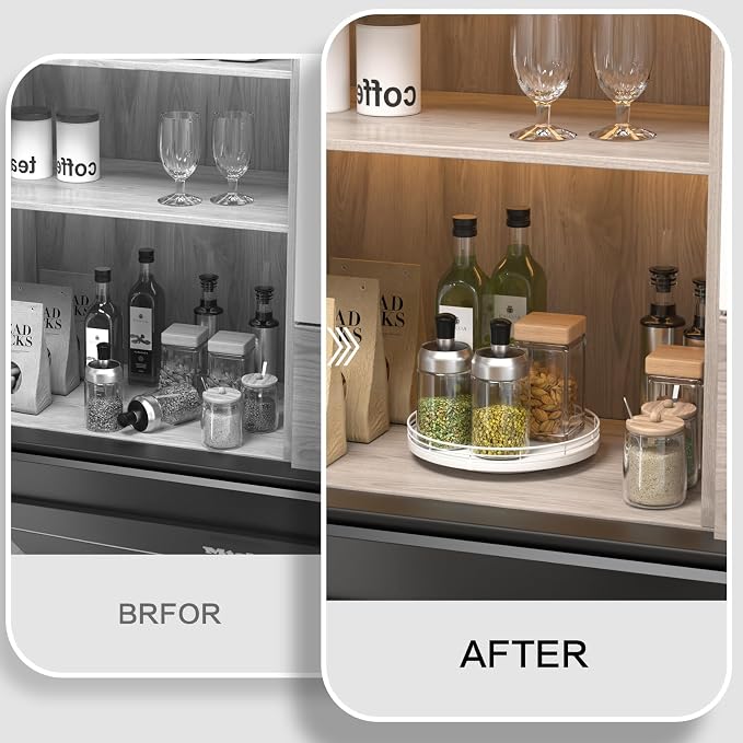 Oroyutor 9-Inch Oak Lazy Susan Vanity Tray, White Finish | Rotating oak tray organizes spices, toiletries and decor on kitchen counters, bathroom vanities, dining and coffee tables. - Image 7