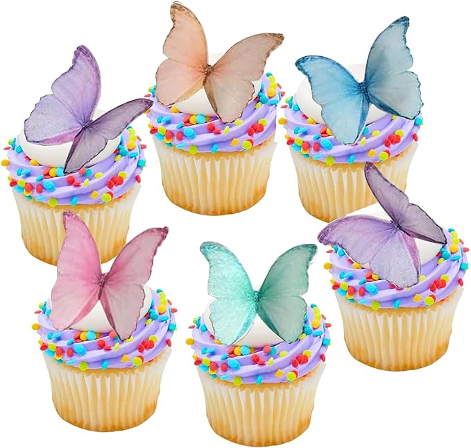 48Pcs Edible Butterflies for Cake Decorating Wafer Paper Butterfly Cupcake Toppers Edible Cake Toppers for Wedding Birthday Party Cupcakes Decorations(Mix Color) by YOcity