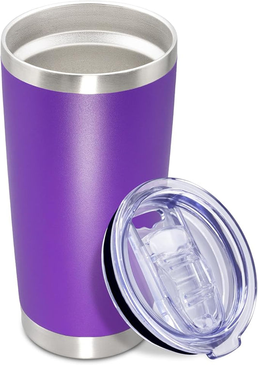 20oz Tumbler Insulated Coffee Tumblers with Lid Stainless Steel Purple 1P | 20 oz Tumblers Double Wall Insulated Vacuum 20oz Coffee Mug Leak Proof Tumblers with Lid Powder Coated - Purple 1 Pack by AEPDTD