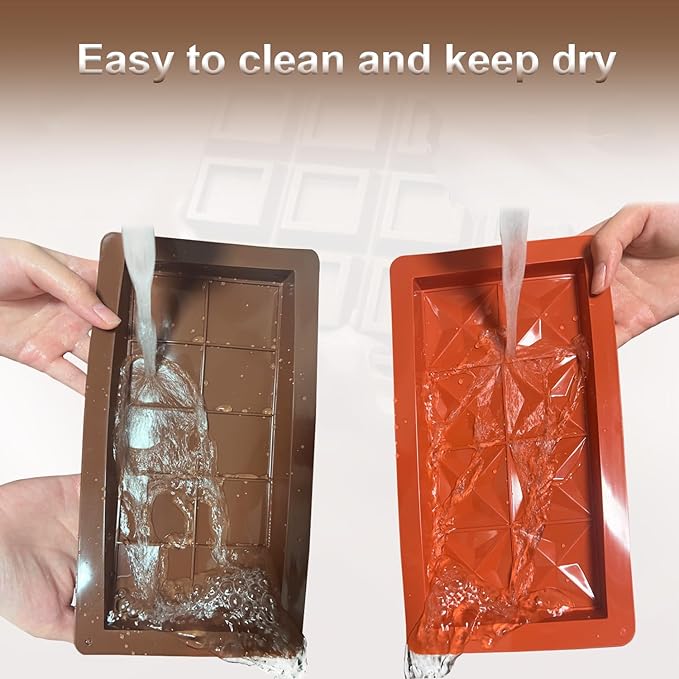 Deep Chocolate Bar Dubai Molds 3 Pack, 1 Inch Deep Large and Thick Silicone Chocolate Bar Silicone Thick Mold for Stuffed Bar, Big Candy Mold