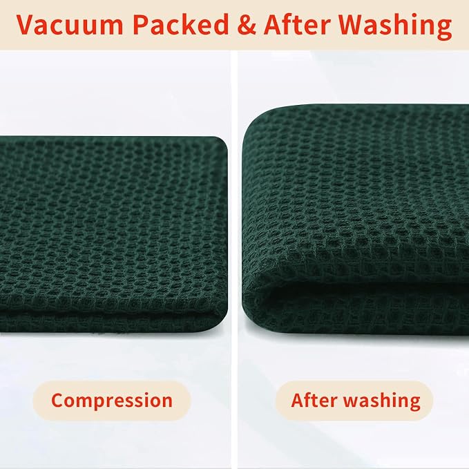 Homaxy 100% Cotton Waffle Weave Kitchen Dish Towels 8-Pack, Blackish Green | 13 x 28 Inches, Ultra Soft Absorbent Dish Towels, Quick Drying Cleaning Towels - Image 8
