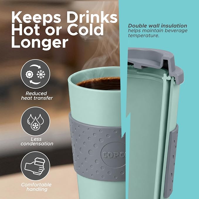 Copco Acadia Travel Mug, 16 Oz - Aqua & Mint/Aqua & Grey, Set of 4 - Image 3