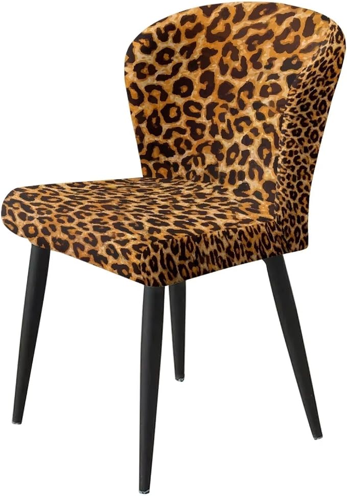 Leopard Brown Barstools Covers with Backs,2 Pack Durable Barstool Covers Bar Stool Covers,Washable Elastic Stool Cushion Cover Swivel Barstool Covers Slipcovers for Low Short Back - Image 2