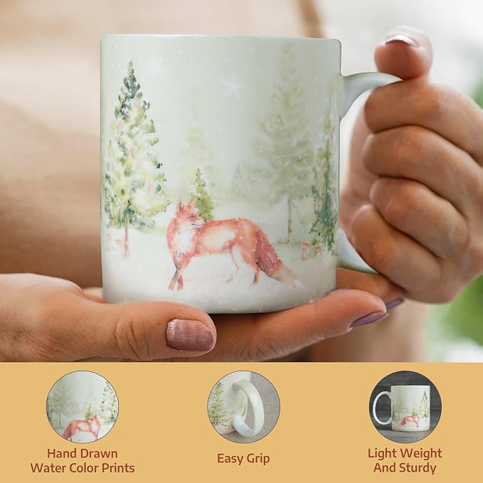 Maison d' Hermine Coffee Mug with Handles Tea Cups (12 Ounce, Pack of 2) | Fine Bone China Coffee Mugs for Hot Beverages Cappuccino Latte Home Restaurant Hotel Spring Summer -Winter Morning - Image 5