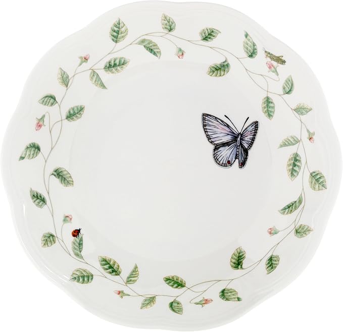 Lenox Pasta Bowl, 20oz Butterfly Meadow Pasta Bowl 1-Piece, Service For 1, Porcelain, White Serving Bowls, Wide, Shallow, Lenox Butterfly Meadow Collection, Dishwasher & Microwave Safe (White 1-Piece) - Image 3