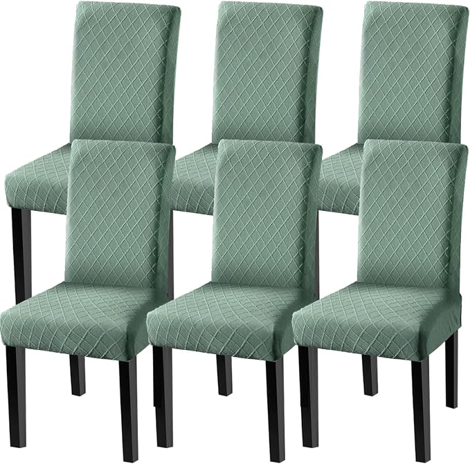 Fuloon 6 Pack Super Fit Stretch Removable Washable Short Dining Chair Protector Cover Seat Slipcover for Hotel, Dining Room, Ceremony, Banquet Wedding Party by Fuloon