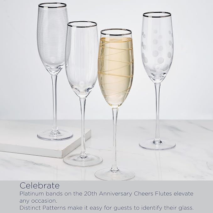 Mikasa Cheers Set of 4 Platinum Rim Champagne Flutes, 8 Ounce - Image 4