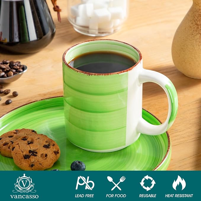 vancasso Bonita Ceramic Coffee Mug Set of 6,16 Oz Coffee Cups with Large Handle for Tea,Latte,Cappuccino,Milk,Cocoa,Dishwasher&Microwave Safe(Color) - Image 3