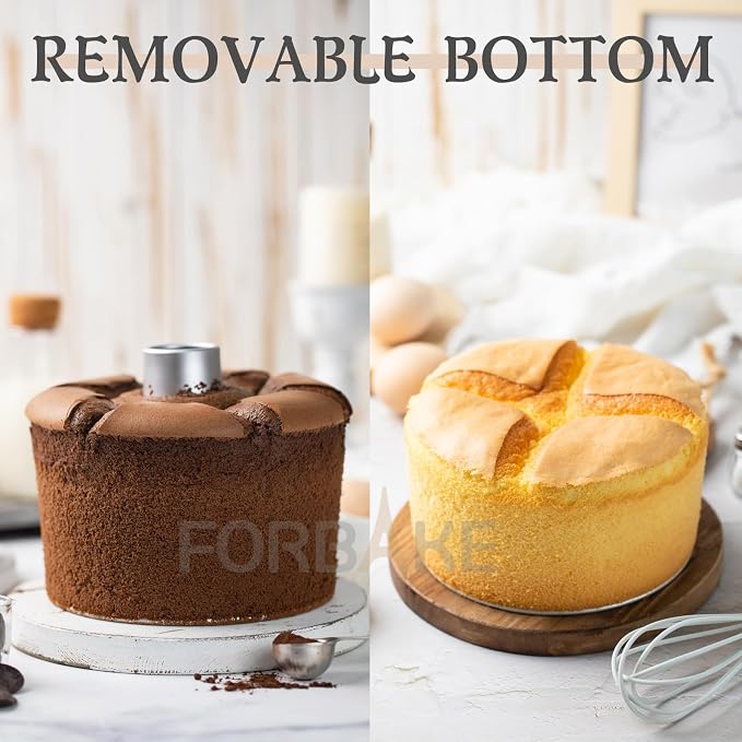 7-Inch Chiffon Cake Pan, Anodized Aluminum with 2 Removable Bottoms | Flat and Tube Bottom Inserts for Chiffon, Angel Food and Sponge Cakes - Image 5