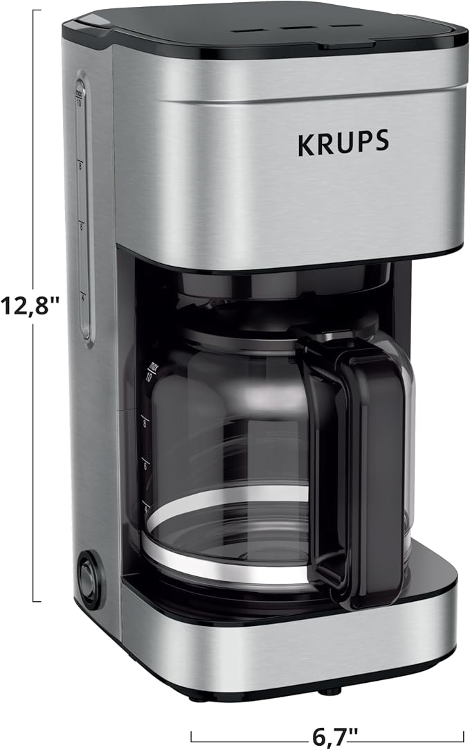 KRUPS Coffee Maker 10 Cups Simply Brew Stainless Steel Drip Coffee Maker, 900 Watts Coffee Filter, Drip Free, Dishwasher Safe Pot , Black & Silver | Pause & Brew mid-cycle pour, Keep Warm function, Reusable filter included, Drip-free dishwasher-safe gl... - Image 7