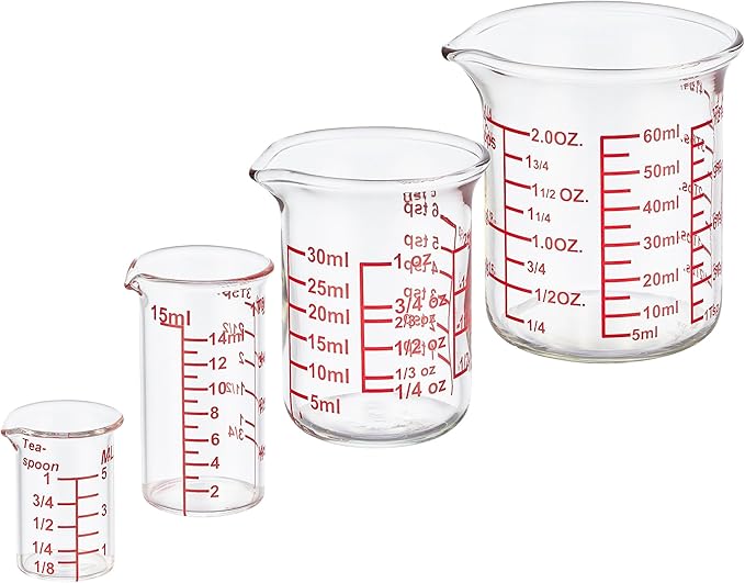 Ackers 4-Piece Glass Measuring Cup Set, Borosilicate Beaker Style Nesting Liquid Measuring Cups by AckersBORO33