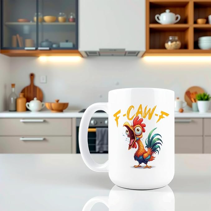 F-Caw-F Coffee Mug, Fun Coffee Mugs, Funny Cups, Fcawf, F Caw F, Funny Cups for Adults, 15 oz Ceramic Fcawf Chicken, Hidden Message, Adult Humor Gag Gift, White Elephant Gift - Image 6