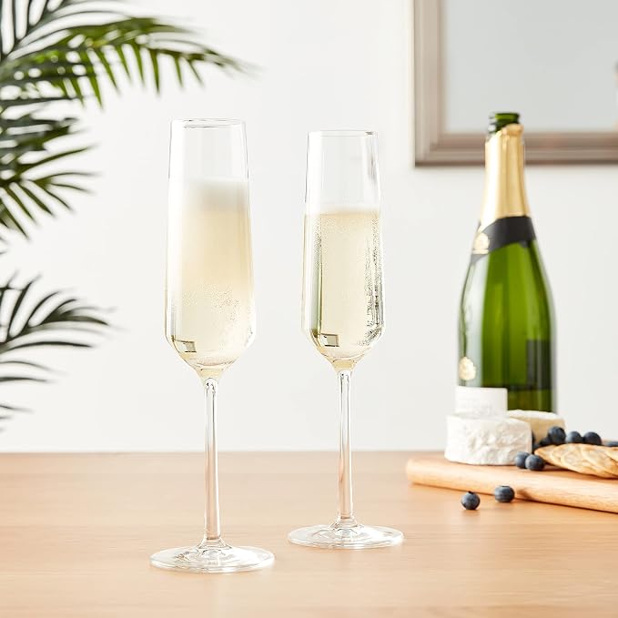 Zwiesel Glas Pure Champagne Glass (Set of 2), Champagne Flutes with Effervescent Point, Dishwasher-Safe Tritan Crystal Glasses, Made in Germany (7 Ounce) - Image 2