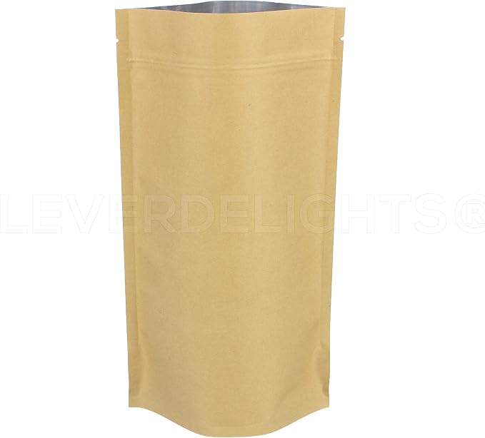 CleverDelights Kraft Stand Up Pouches - 16oz - 100 Pack - 7" x 11.5" x 4" - Image 2