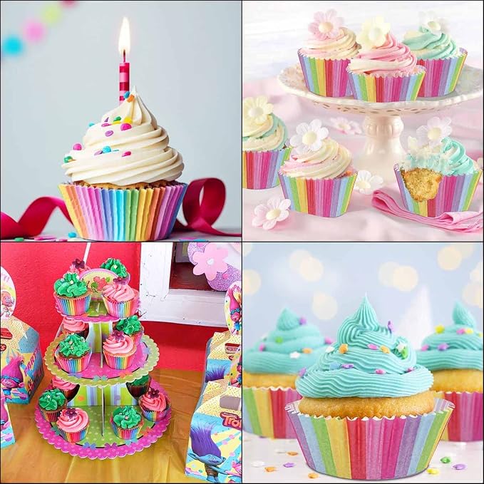 100 Pack Rainbow Cupcake Liners - Standard Size, Greaseproof Paper Muffin Liners for Birthday Party, Wedding Cake, Colorful Cupcake Wrappers - Image 5