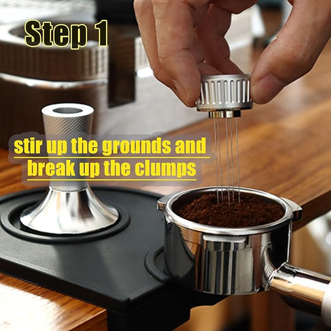 2-in-1 Espresso Tamper and Distributor Magnetic Set 53mm,Dual Head Coffee Tamper with Stirrer for 54mm Portafilter,Stainless Steel Espresso Tools for Barista Home Coffee Machine Accessories (Silver)
