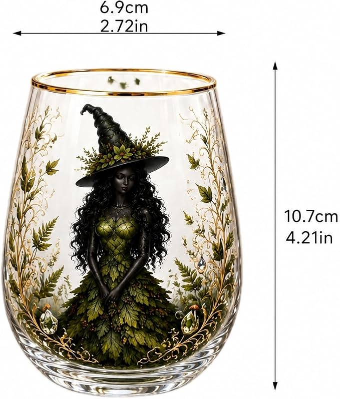 3D Halloween Autumn Glass Art Cup,Stemless Holiday Glassware Collection | Fantasy Fall Witch Wine Glasses,Holiday Printed Table Ornaments,Magical Halloween Home Decor Gifts for Various Beverages - Image 3