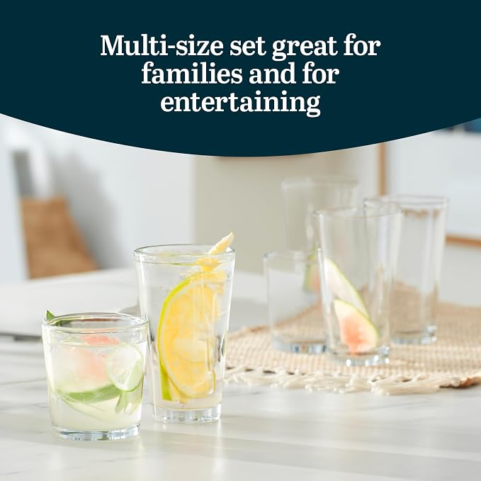 Libbey Preston Tumbler & Rocks Drinking Glasses Set of 16, All-Purpose Cups | 16 oz and 13 oz Capacities for Water, Juice, Cocktails, and More with Wide Mouths and Dishwasher-Safe Cleanup - Image 4