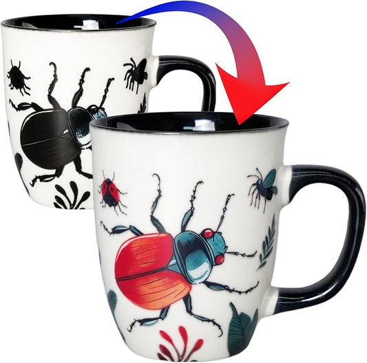 16 oz Beetle Mug - Color Changing Ceramic Coffee Cup for Insect Lovers - Novelty Bug Themed Gift for Men and Women by Asmwo