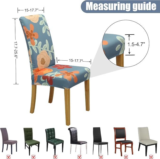 Dining Chair Covers, Stretch Seat Covers, Washable Furniture Protector | 4 Pack, Washable, Stretch Fit, Soft, Non Slip, Dining Chair Covers, Seat Protector, Furniture Cover,Easy Clean - Image 5