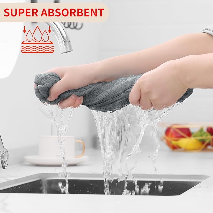Homaxy 100% Cotton Waffle Weave Kitchen Dish Cloths 18-Pack, Grey | 12 x 12 Inches, Ultra Soft Absorbent Dish Towels, Quick Drying Dish Rags with Hanging Loop - Image 3