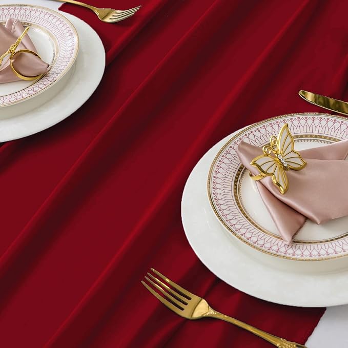 MDS Pack of 15 | Maroon | 14ft Chiffon Table Runner 29x170 Inches Long Romantic Rustic Sheer Gauze Runner for Wedding Bridal Shower Birthday Banquets Engagement Spring Easter Boho Decorations - Image 4