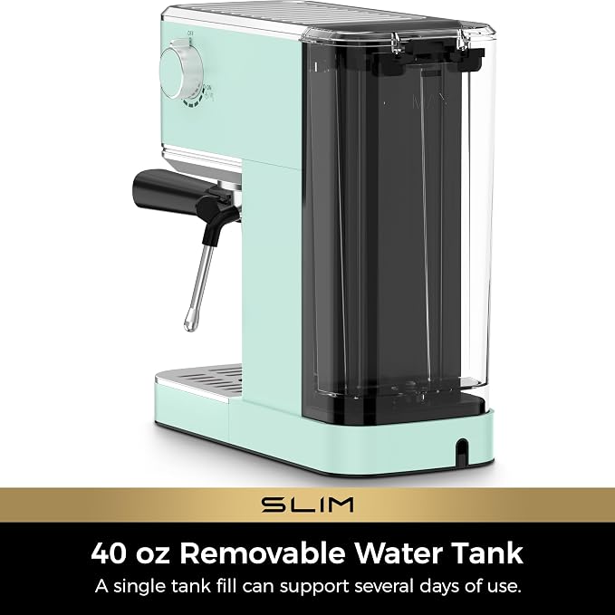 CHULUX Slim Espresso Machine with Milk Frother for Home Latte, Pastel Green | Precise Pressure Gauge, Food-Grade Materials, 20 Bar Italian Pump, Professional Temperature Control System, Stainless Steel - Image 7