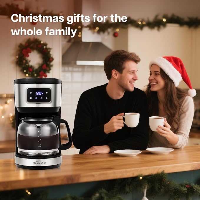 12 Cup Programmable Drip Coffee Maker, Touchscreen Brewer | 2Hour Keep-Warm Function, 2Hour Auto Shut-Off, Built-In Permanent Filter for Daily Household Coffee Brewing,Stainless Steel - Image 2