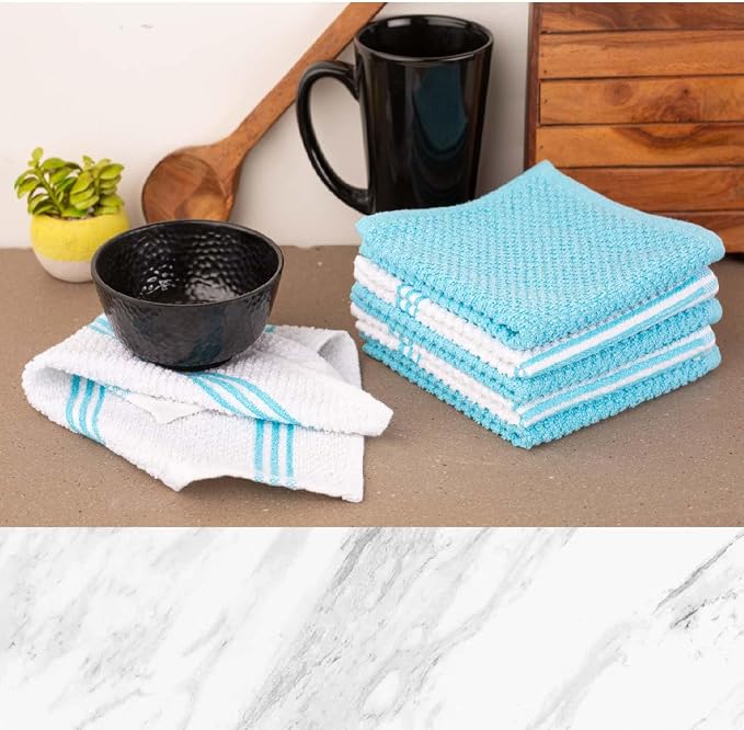 Lane Linen 16Pc Kitchen Towel Set - Heat Resistant Oven Mitts & Pot Holders, Reusable Dish Cloths, Absorbent Hand Towels - Aqua - Image 8
