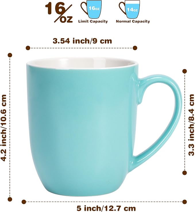 Urbanstrive 16 oz Large Coffee Mug with Handle Tea Cup Novelty Coffee Cup for Men Women Office Work, Blue - Image 3