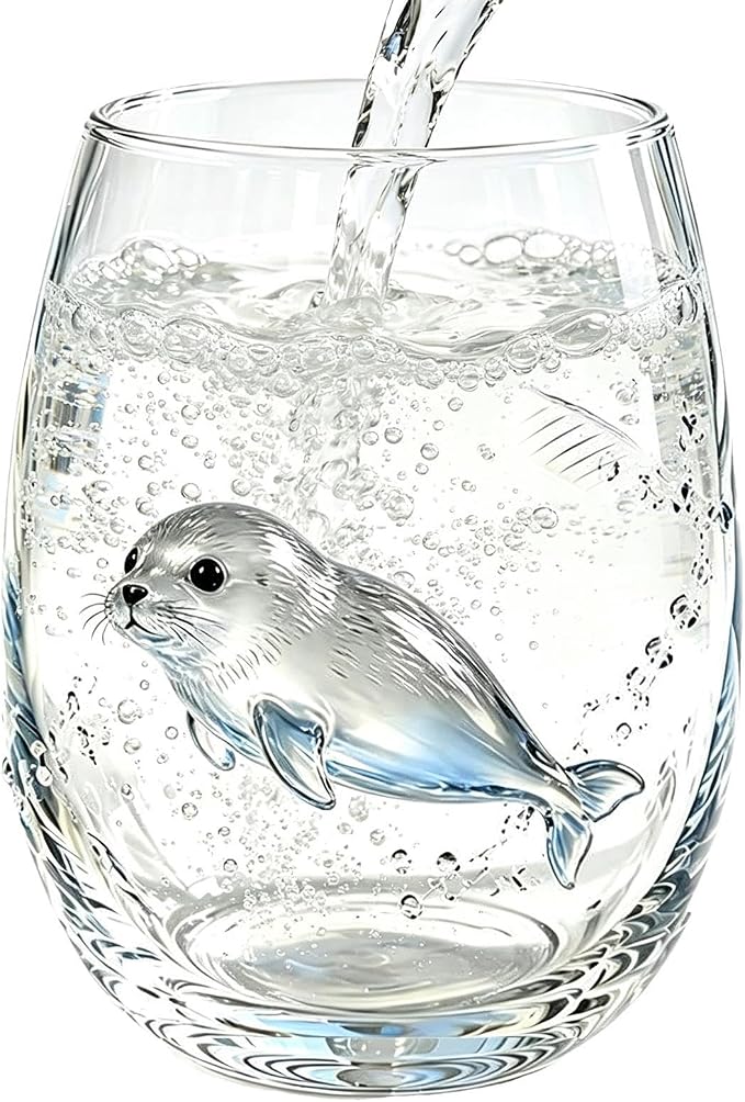 3D Marine Animal Artisan Glassware Collection Wine Glasses (A) | Stemless Coastal Themed, Handcrafted Marine Animal Glassware, 3D Sea Animal Glass Cup, for Juice Cocktail Soda Beer by Unknown