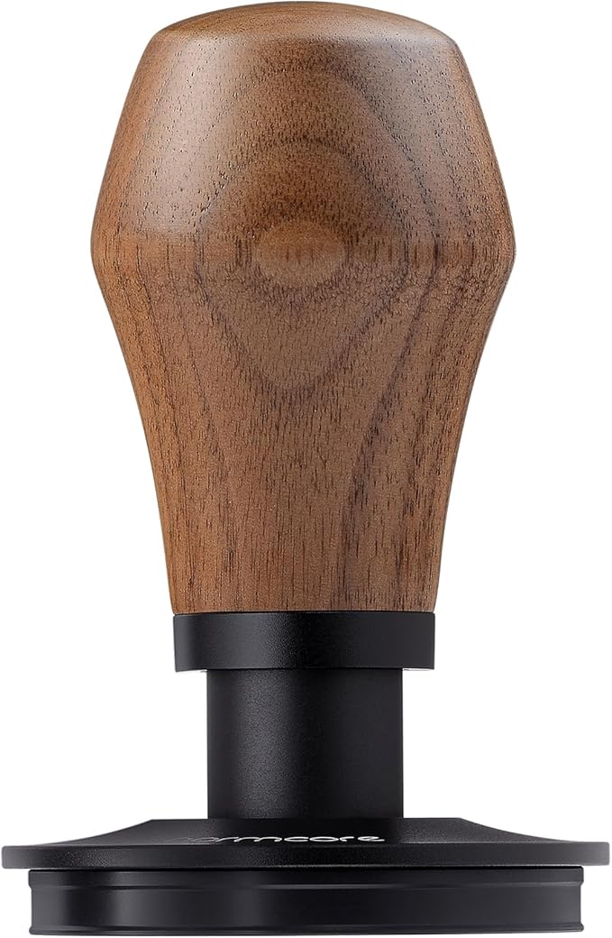 Normcore 53.3mm Coffee Tamper V4.1 with Click Sound Feedback, Espresso Spring Loaded Tamper With Titanium PVD Coating Ripple Base For Breville Sage 54mm Portafilters, Genuine American Walnut Handle