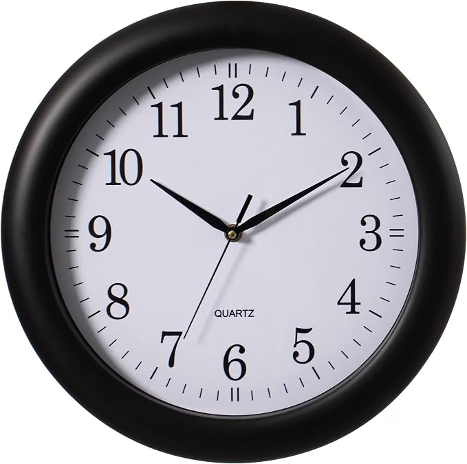 Clockswise Decorative Classic Black Round Wall Clock for Living Room, Kitchen, Dining Room, Plastic by Clockswise