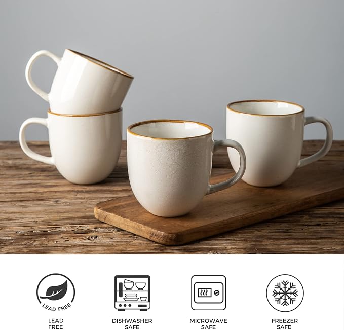 AmorArc 12oz Coffee Mugs, Ceramic Coffee Mugs set of 6 for Man, Woman, Dad, Mom, Modern Coffee Mugs with handle for Latte/Cappuccino/Milk/Cocoa. Dishwasher&Microwave Safe, White-Reactive Glaze - Image 6