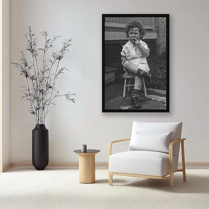 UXCBIA Little Boy Smoking A Cigar, Black And White, Vintage Photo, Oddities, Funny Poster Canvas Poster Bedroom Decor Sports Landscape Office Room Decor Gift Black Frame 08x12in(20x30cm) - Image 7