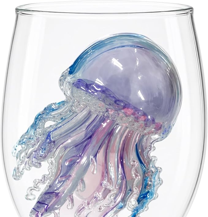 Blue Ring Stemless Ocean Glass (White Style 4) | 3D Sculpted Handmade Blue Ring Stemless Glass Ocean Cup Handblown Glassware (White Style 4) - Image 6