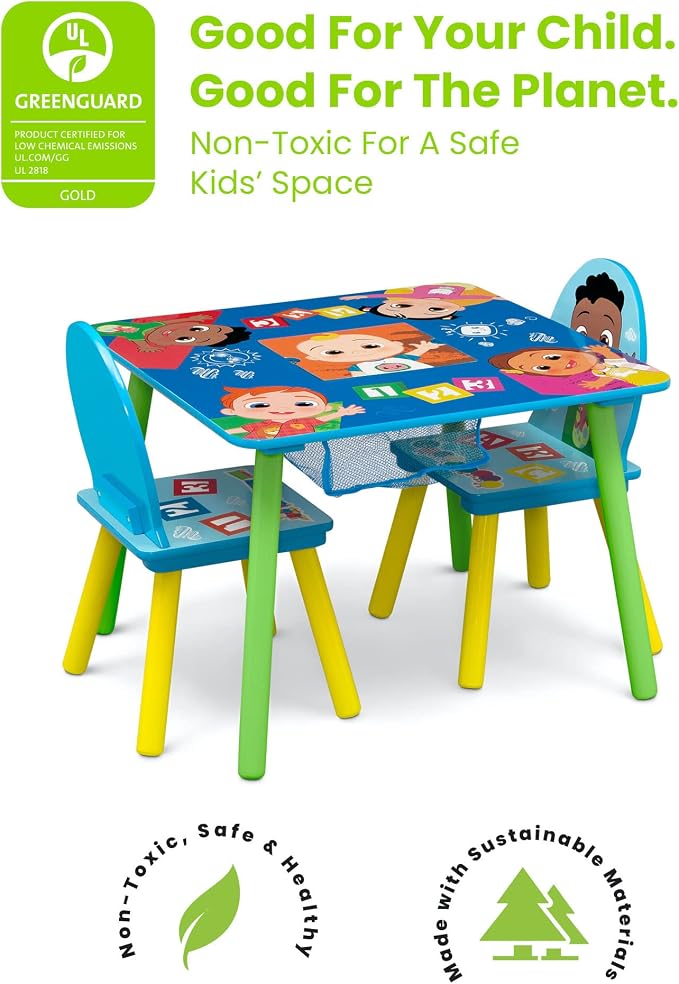 Delta Children Kids Table and Chair Set with Storage (2 Chairs Included) - Greenguard Gold Certified - Ideal for Arts & Crafts, Snack Time, Homeschooling, Homework & More, CoComelon - Image 3