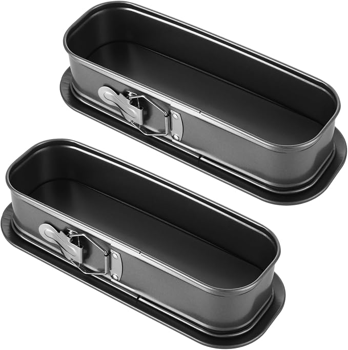 ASelected 2PCS Narrow Oval Springform Pan, 12 Inch Black Gray Non-Stick Springform Cake Pans with Removable Bottom for Cheesecake, Terrine, Tiramisu, Bread Loaf, Baking by GiveYouTheBestChoice