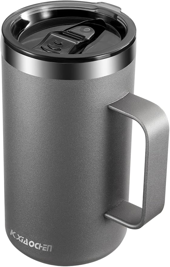 KXIAOCHEN 20 oz Insulated Coffee Mug, Coffee Cup with Lid and Wide Handle | 18/8 stainless steel, 6+ hours hot or 12+ hours cold, wide mouth, no-sweat exterior, for office, work, home and camping by KXIAOCHEN